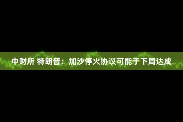 中财所 特朗普：加沙停火协议可能于下周达成